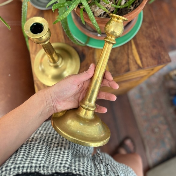 Antique Rostand brass candlestick holders - Picture 5 of 6